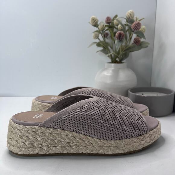 Eileen Fisher Tali Recycled Stretch Knit Espadrille Wedge Sandals Tan Women's 10 - Picture 4 of 10